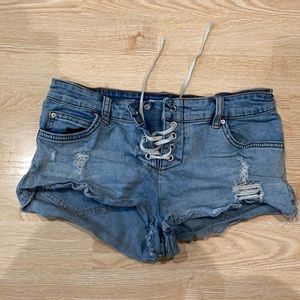 Billabong lace up denim short shorts